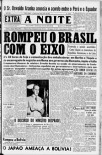 O Brasil rompe relações diplomáticas com a Alemanha, a Itália e o Japão.